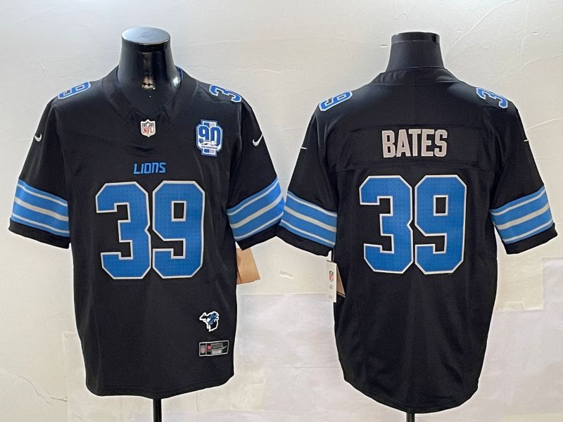 Men Detroit Lions #39 Bates Black three generations 2024 Nike Limited NFL Jersey style 01023